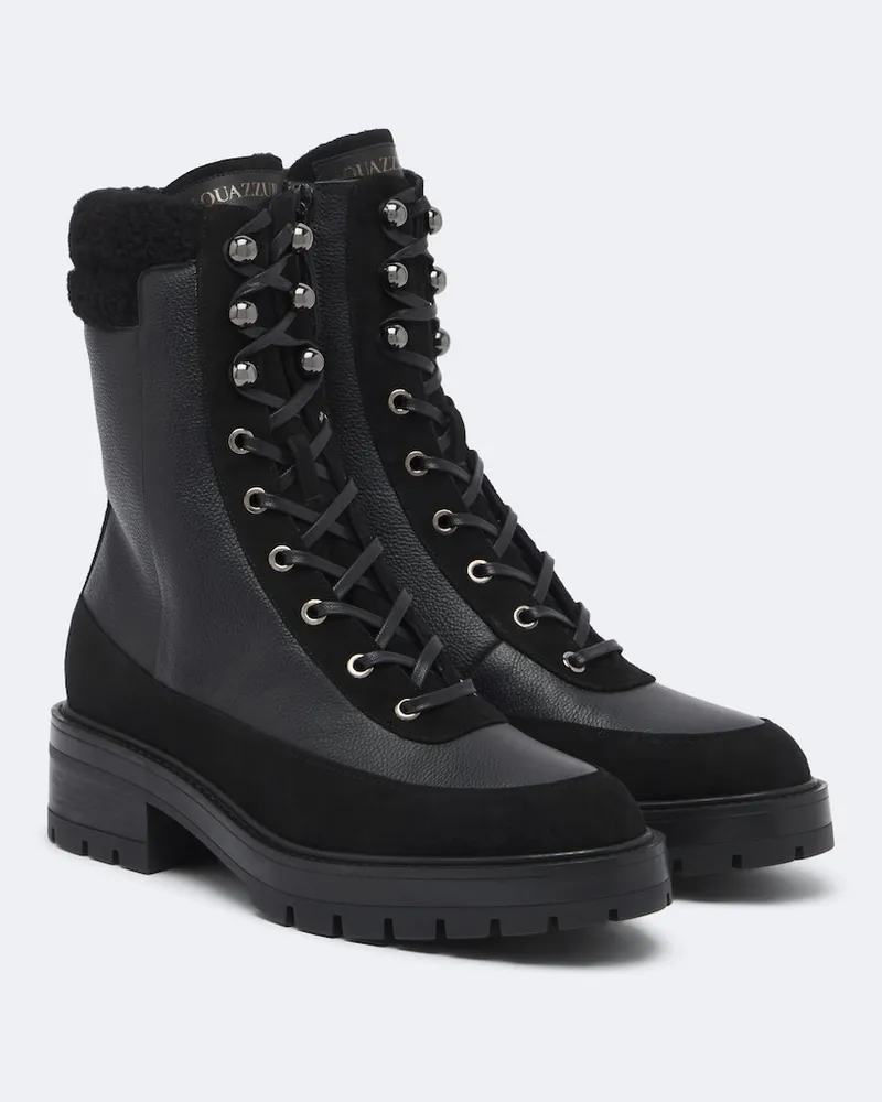 Aquazzura Schnürstiefel Very Cortina aus Leder Schwarz