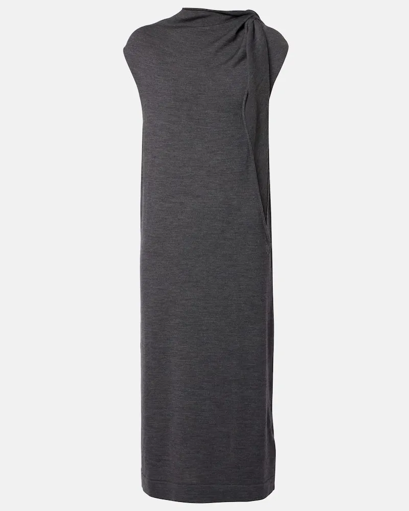 Jil Sander Midikleid aus Wolle Grau