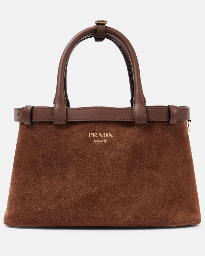 Prada Tote Bag Prada Buckle Small aus Veloursleder Braun