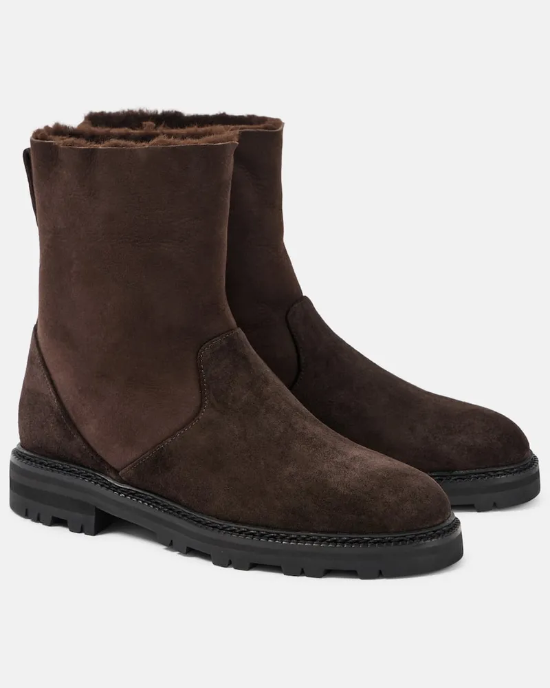 Manolo Blahnik Ankle Boots Tomosa aus Veloursleder Braun