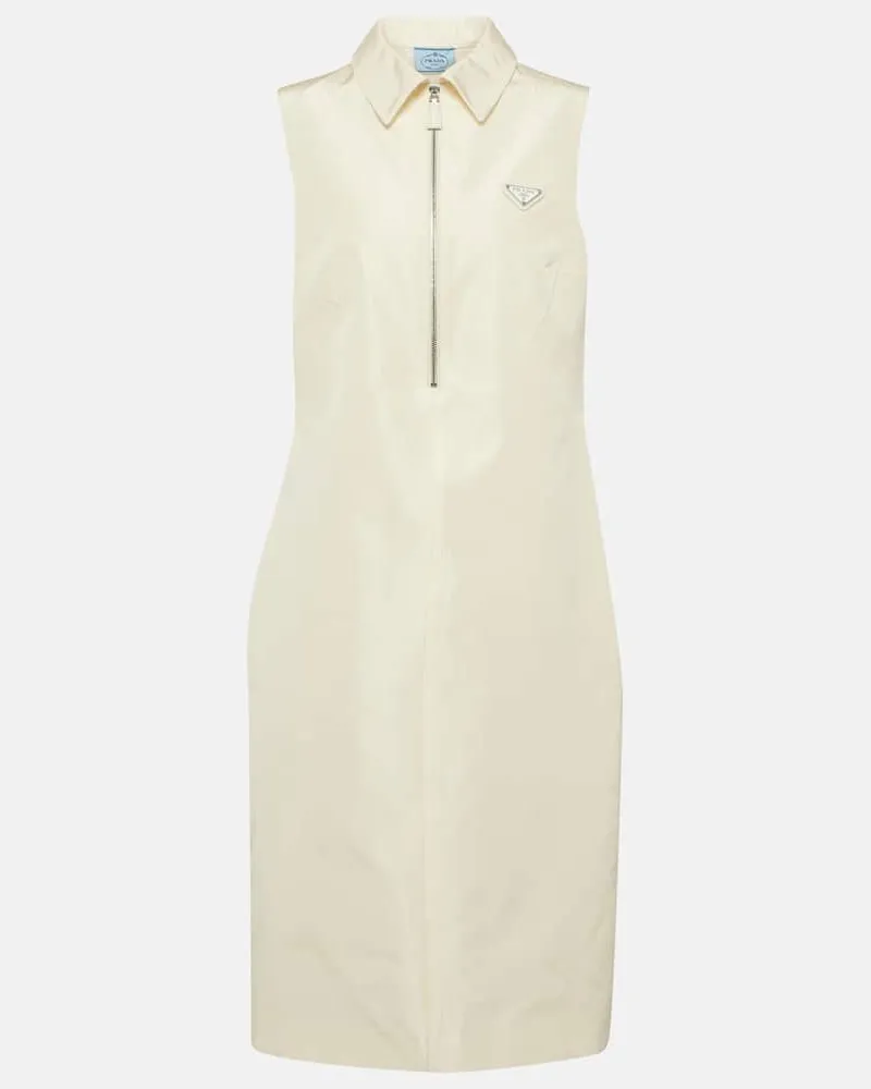 Prada Midikleid aus einem Seidengemisch Weiß
