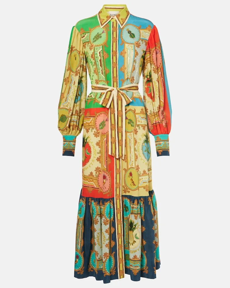 ALEMAIS Alémais Bedrucktes Hemdblusenkleid Monte aus Leinen Multicolor