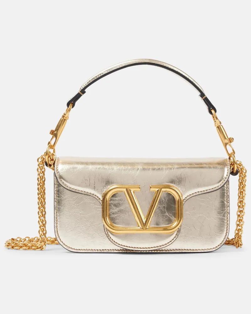 Valentino Garavani Schultertasche Locò Small aus Metallic-Leder Metallic