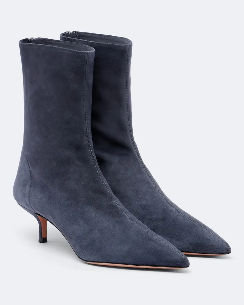 Aquazzura Ankle Boots Montmartre aus Veloursleder Blau