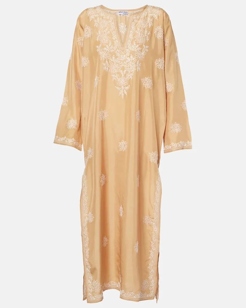 Juliet Dunn Bestickter Kaftan aus Seide Gold