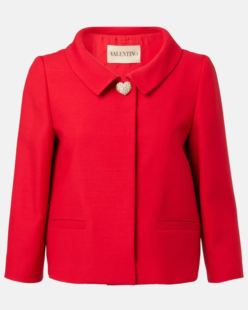 Valentino Garavani Verzierter Blazer aus Crepe Couture Rot