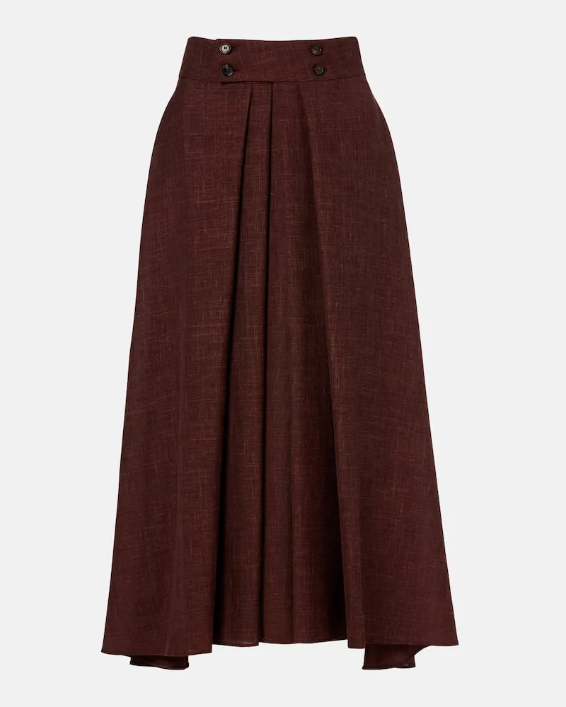 Loro Piana Midirock Petra aus Wolle, Seide und Leinen Braun