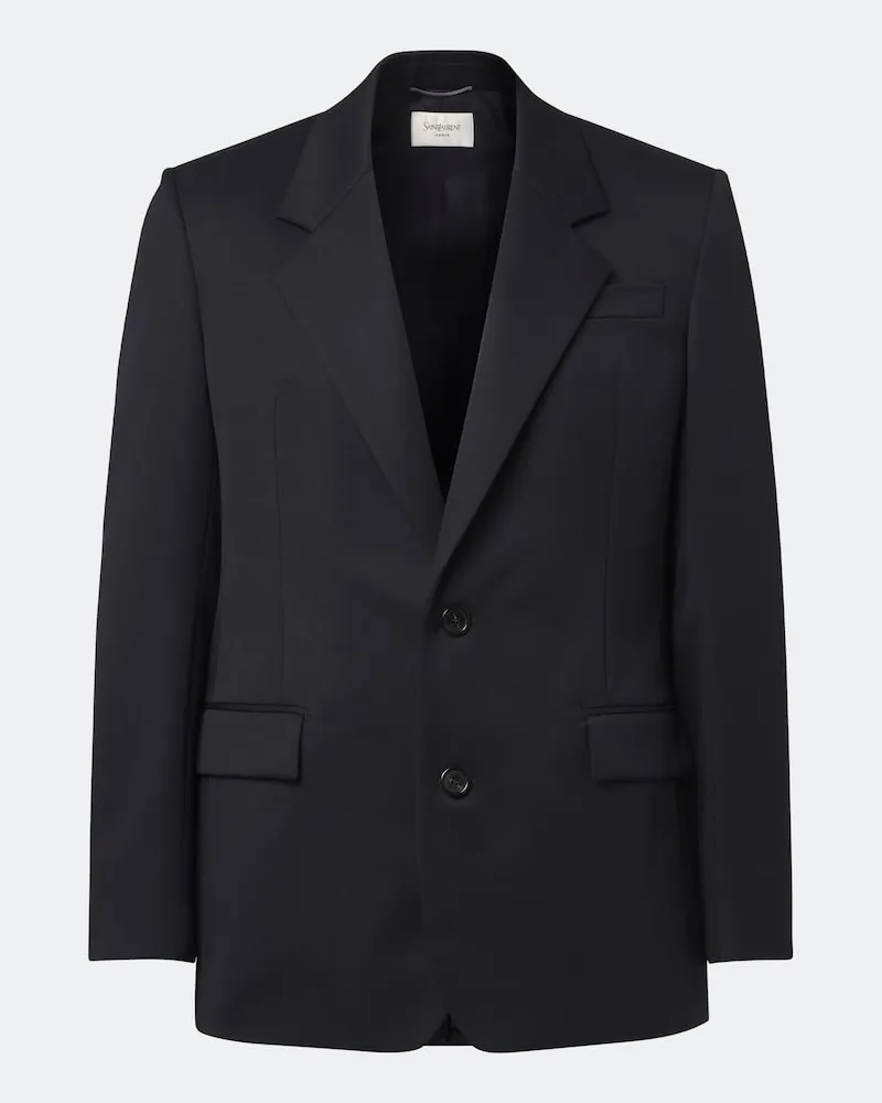 Saint Laurent Blazer aus Wollgabardine Blau