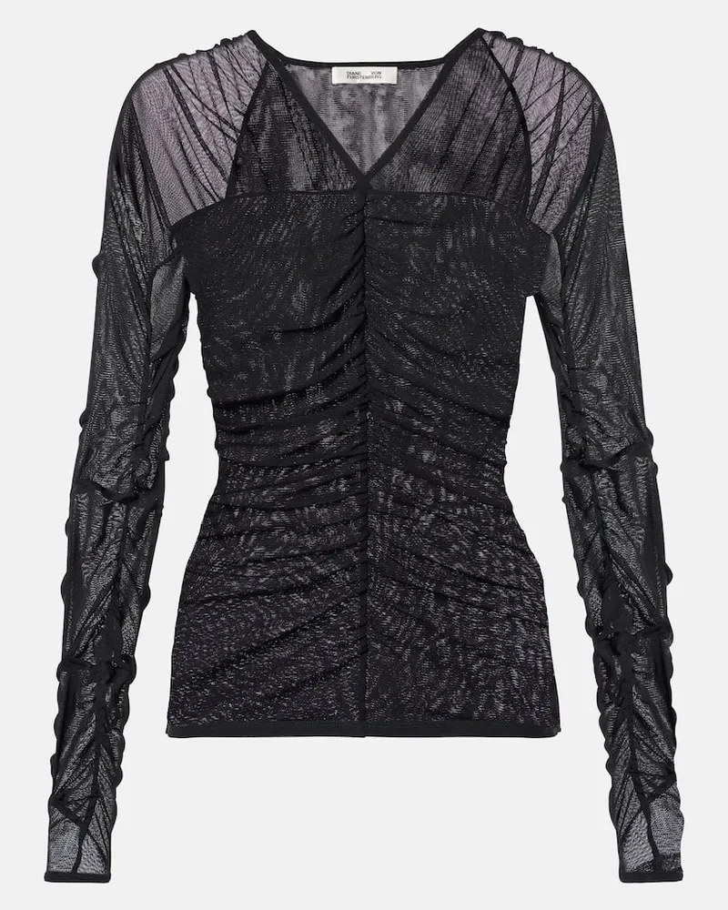 Diane von Furstenberg Top Eli aus Mesh Schwarz