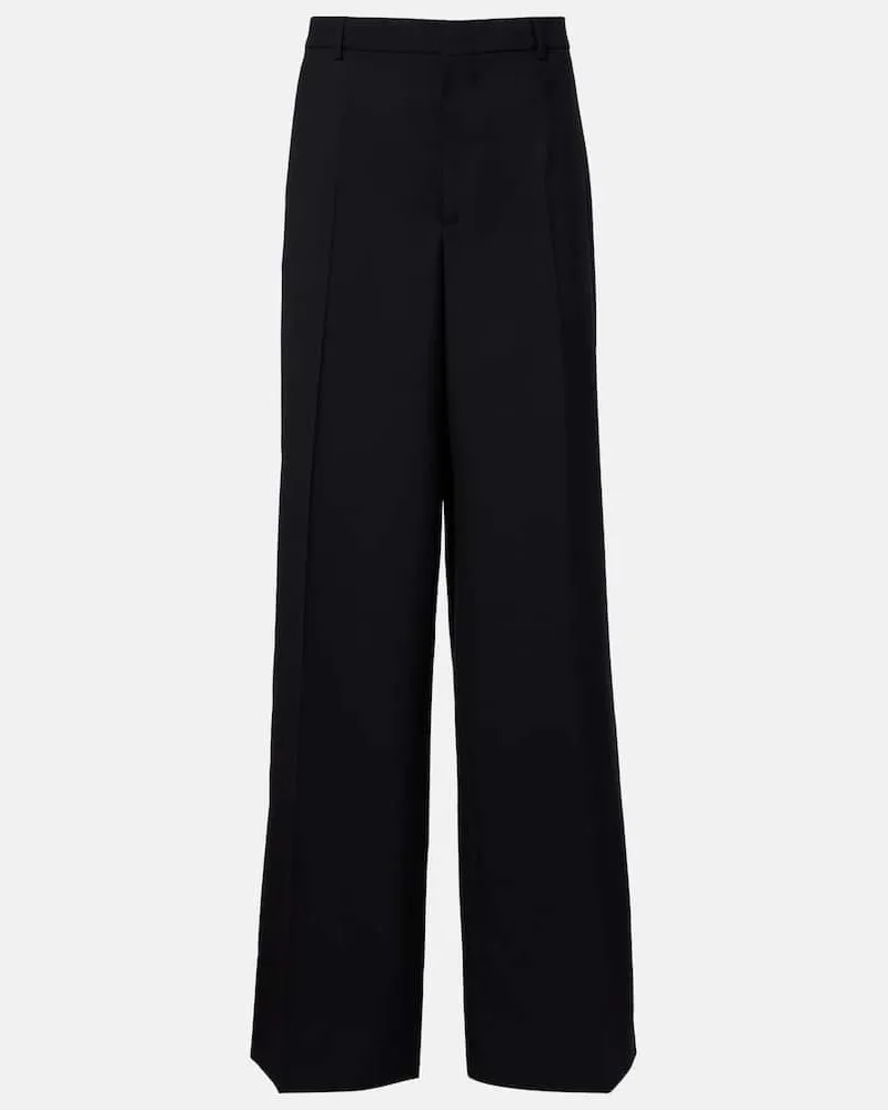 Gucci Gerade High-Rise-Hose aus Wolle Schwarz