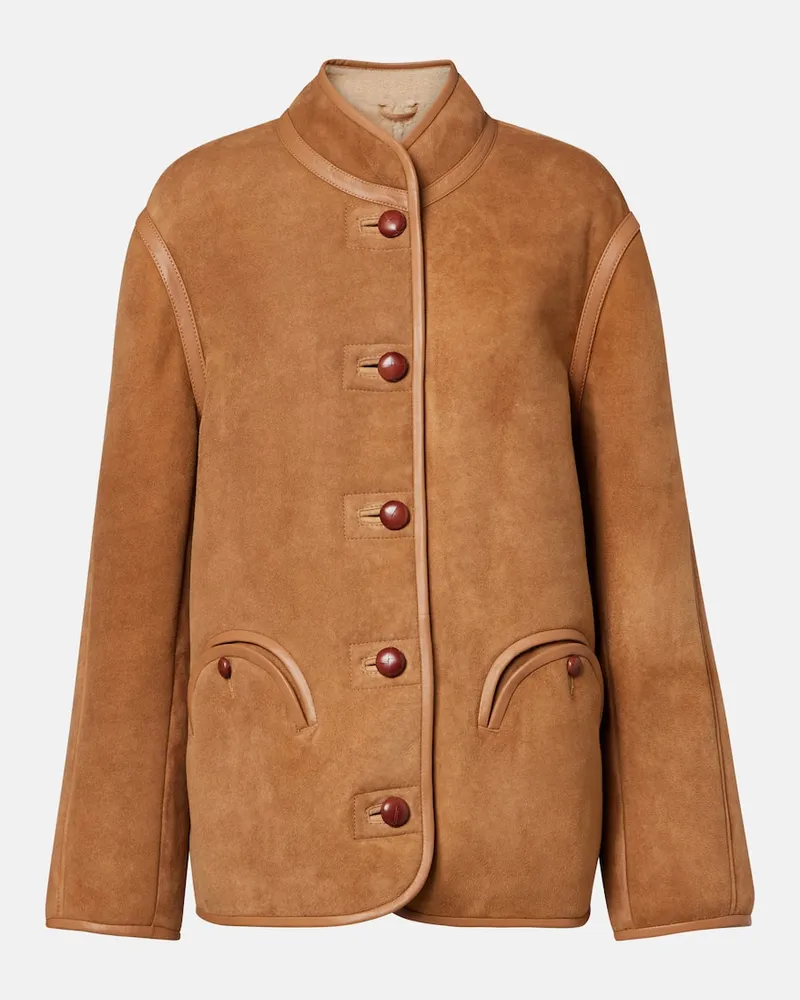 Blazé Milano Blazé Milano Jacke Curly aus Veloursleder mit Shearling Braun