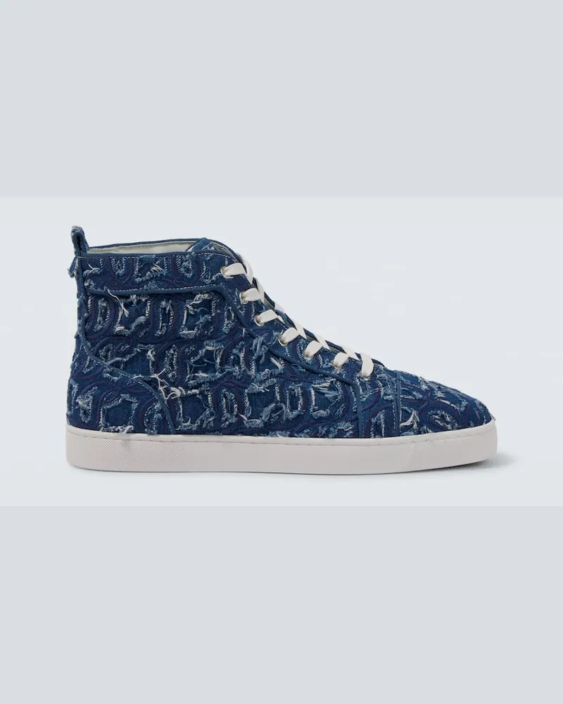 Christian Louboutin High-Top Sneakers Louis aus Denim Blau