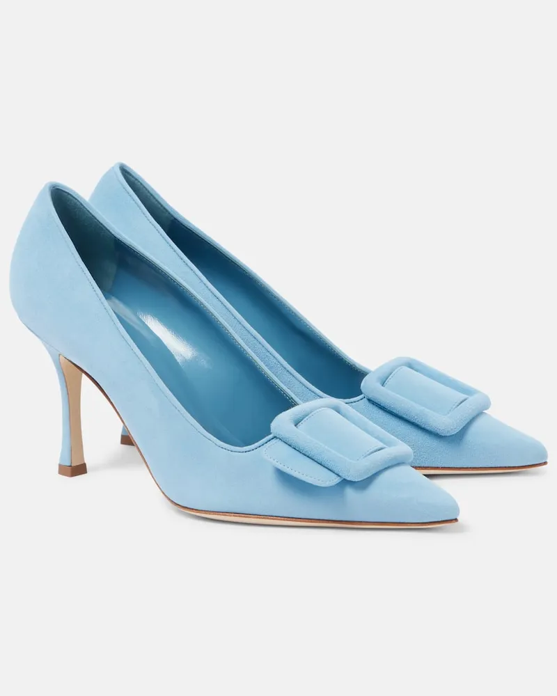 Manolo Blahnik Pumps Maysale 90 aus Veloursleder Blau