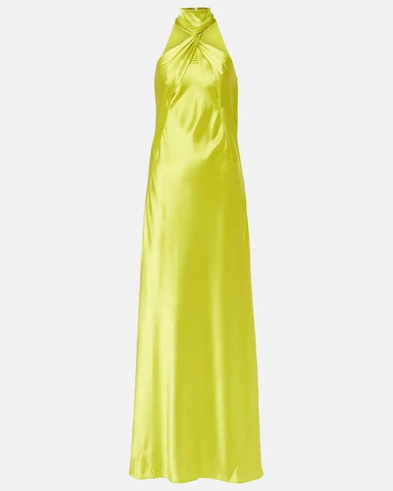 GALVAN Robe Portico aus Satin Grün