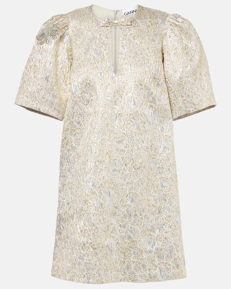 Ganni Minikleid aus Brokat Metallic