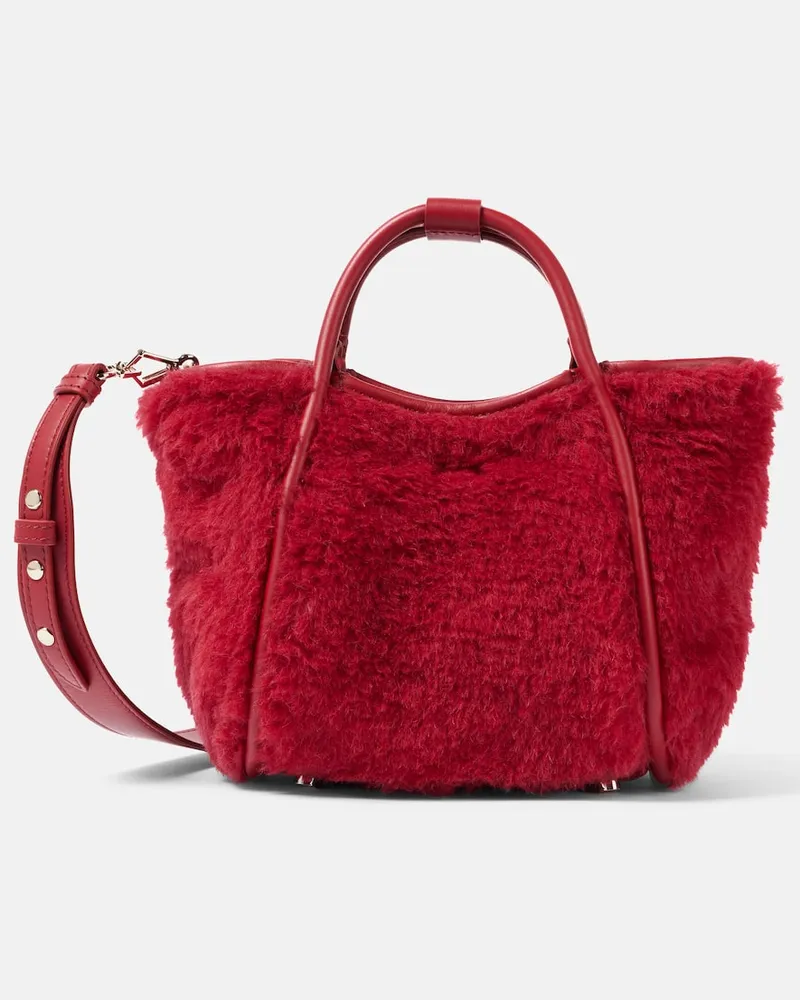 Max Mara Tote Marine Small aus Teddyfleece Rot