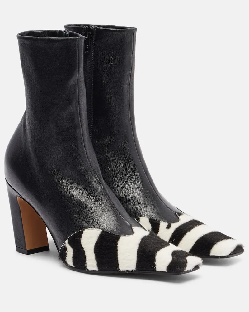 KHAITE Ankle Boots Nevada 85 aus Leder mit Kalbshaar Schwarz