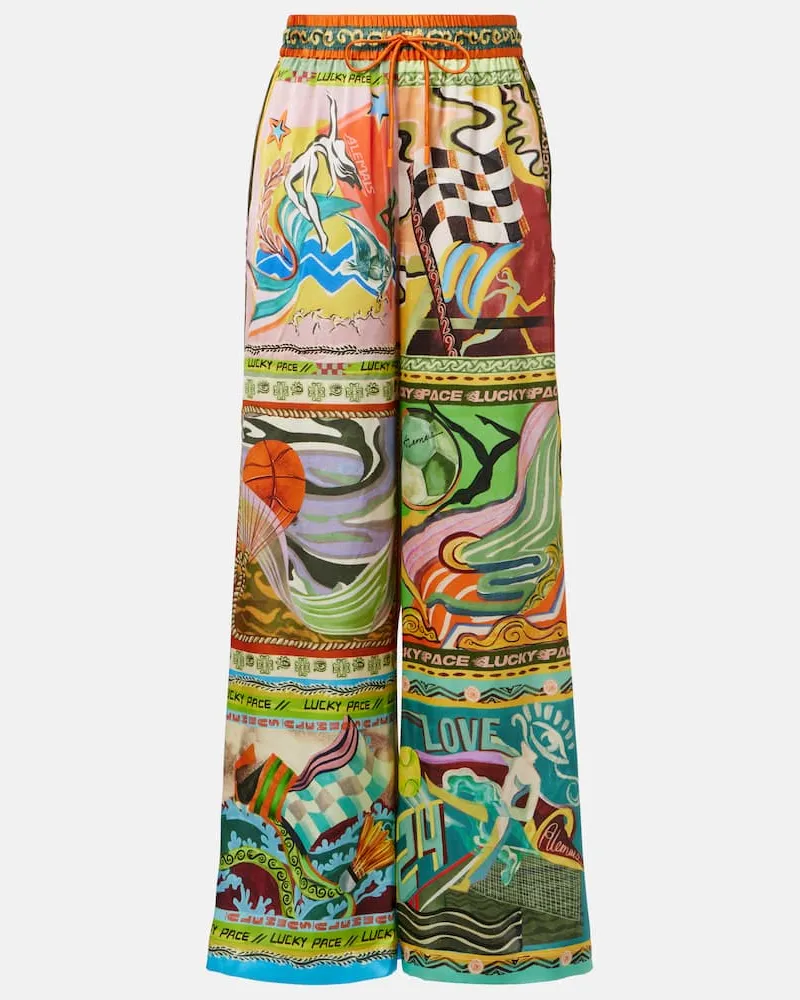 ALEMAIS Alémais Palazzo-Hose Lucky Pace aus Seide Multicolor