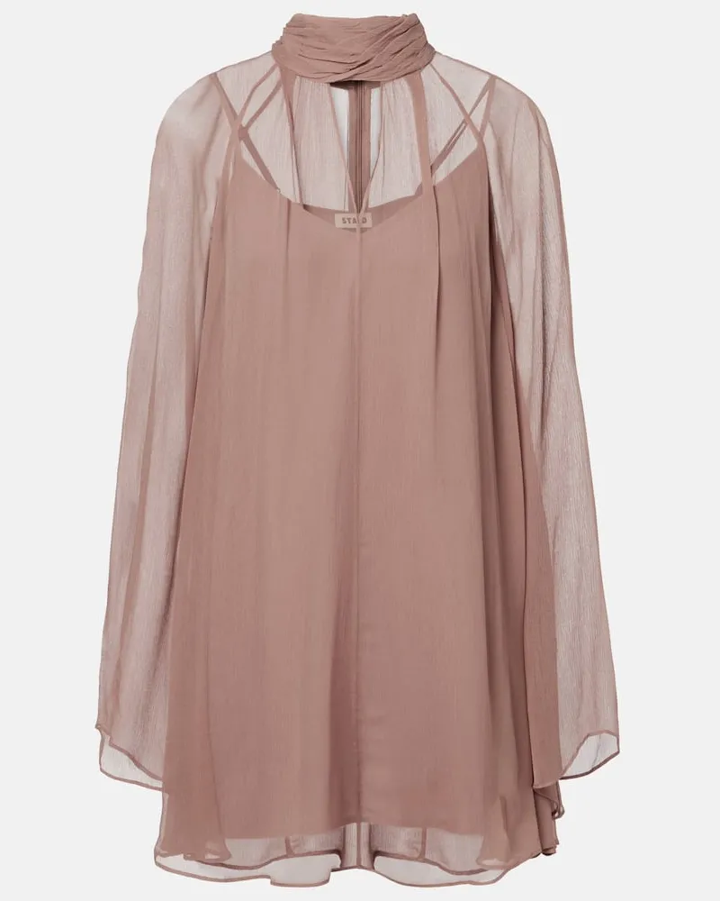 STAUD Minikleid Esther aus Chiffon Beige