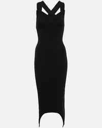 Patou Midikleid Curve aus einem Wollgemisch Schwarz