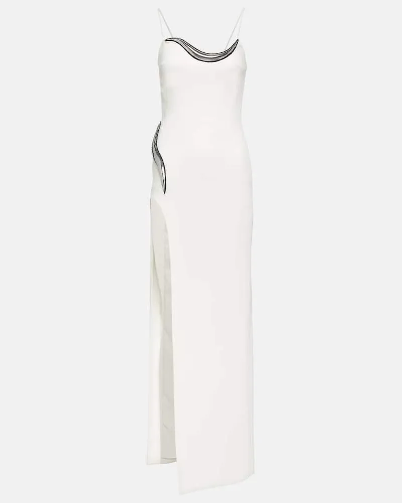 David Koma Verzierte Robe aus Crêpe-Jersey Weiß