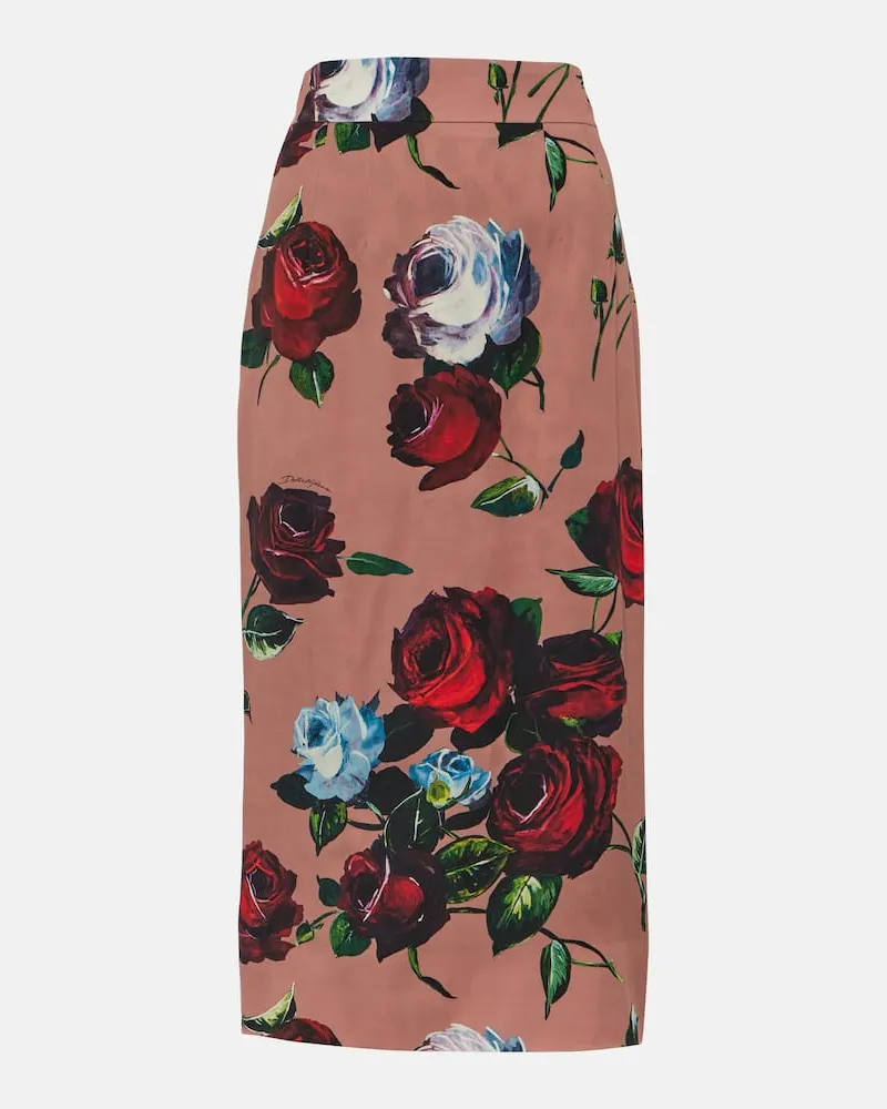 Dolce & Gabbana Midirock aus einem Seidengemisch Rosa