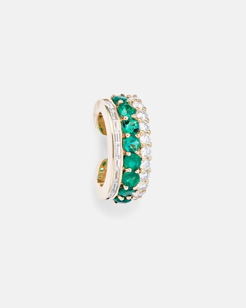 ANITA KO Einzelner Ear Cuff Lola aus 18kt Gelbgold mit Diamanten und Smaragden Gold