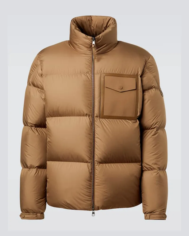 Moncler Daunenjacke Chinon mit Leder Braun