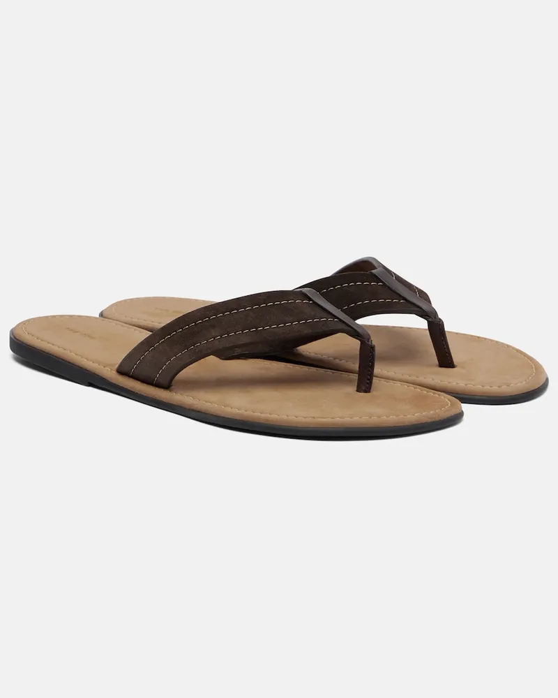 The Row Zehensandalen Beach aus Veloursleder Braun