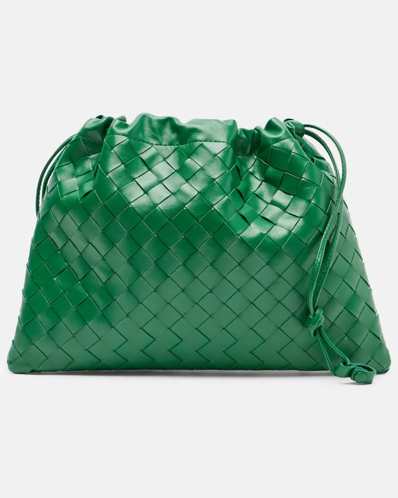 Bottega Veneta Clutch Intrecciato Small aus Leder Grün