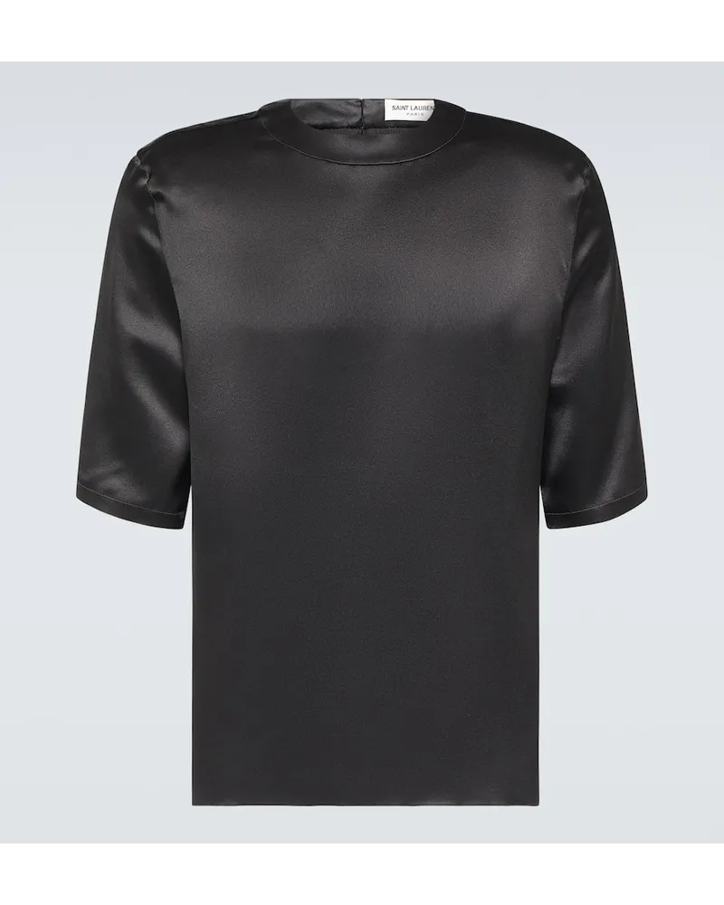 Saint Laurent T-Shirt aus Seide Schwarz