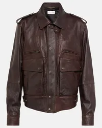 Saint Laurent Lederjacke Braun