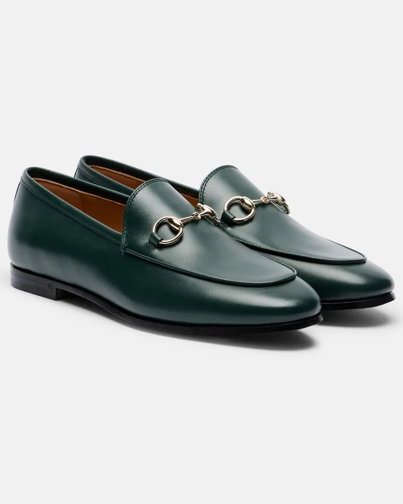 Gucci Loafers Horsebit aus Leder Grün