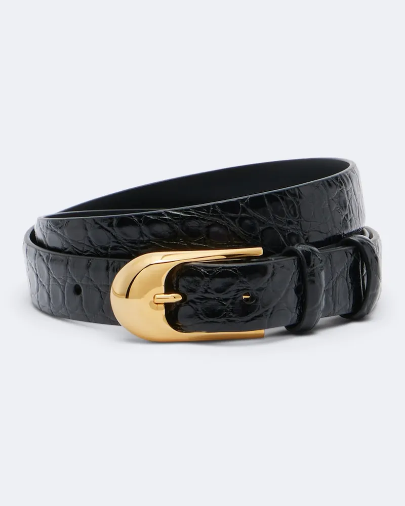 KHAITE Gürtel Dome aus Lackleder Schwarz