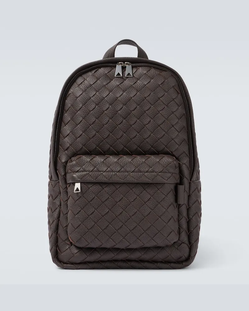 Bottega Veneta Rucksack Intrecciato aus Leder Braun