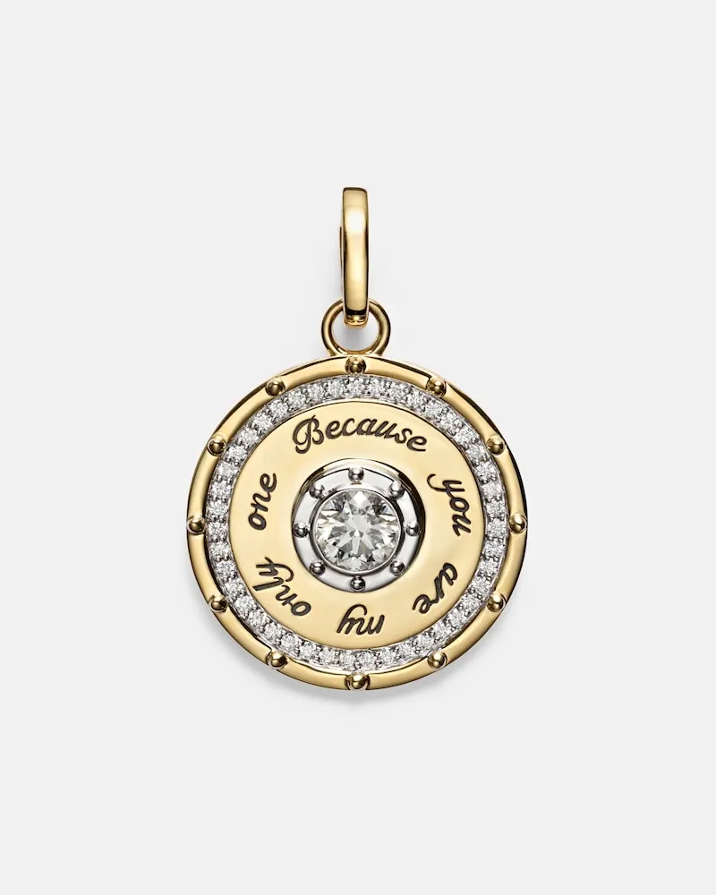 FOUNDRAE Anhänger True Love Lovestruck Commitment Medium aus 18kt Gelbgold mit Diamanten Gold
