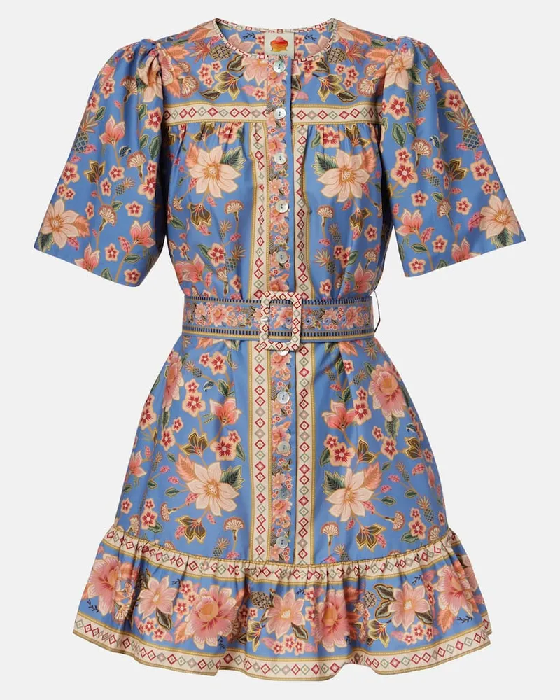 FARM Rio Hemdblusenkleid Superbloom Tapestry aus Baumwolle Blau