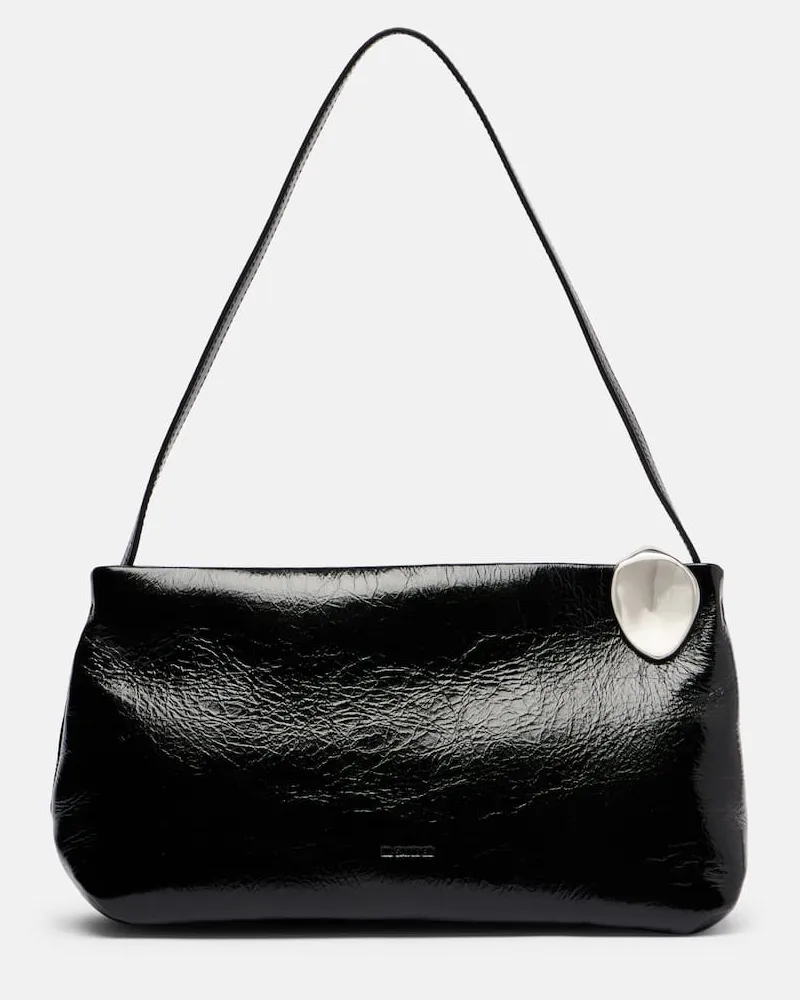 Jil Sander Schultertasche Jewel Zip aus Leder Schwarz