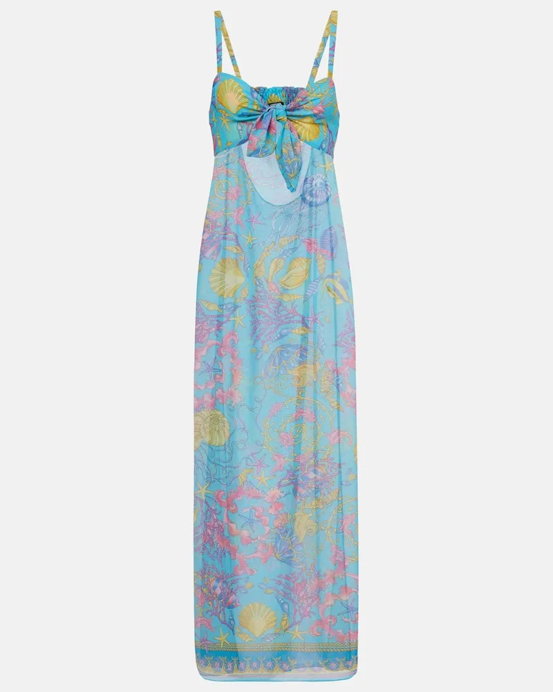 Versace Bedrucktes Maxikleid Blau
