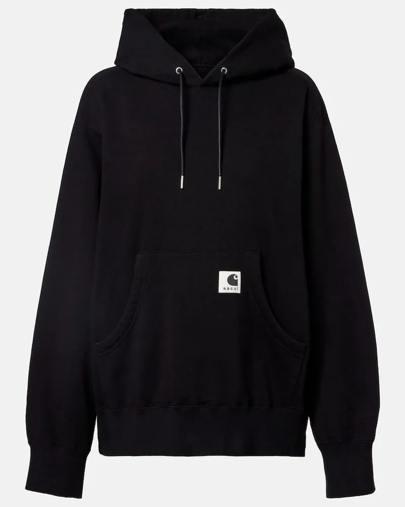 Sacai X Carhartt Hoodie aus Baumwoll-Jersey Schwarz