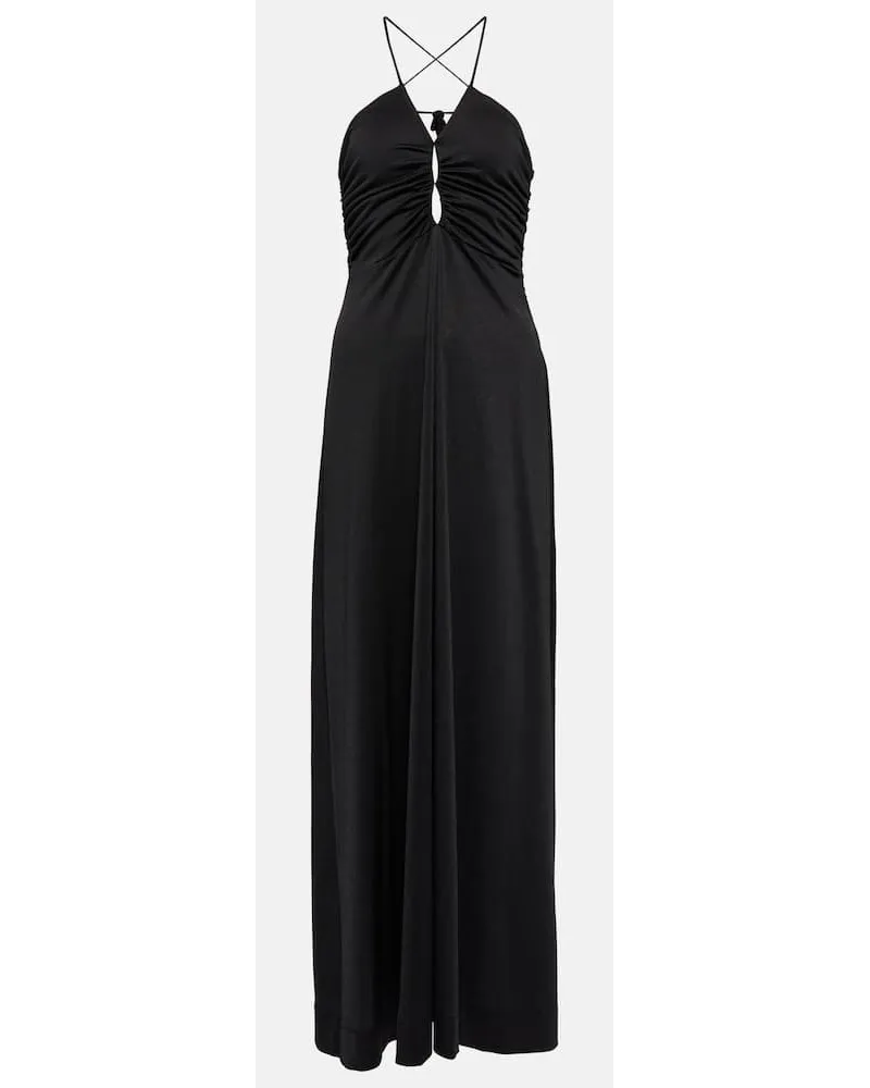 Ganni Maxikleid aus Crêpe-Jersey Schwarz
