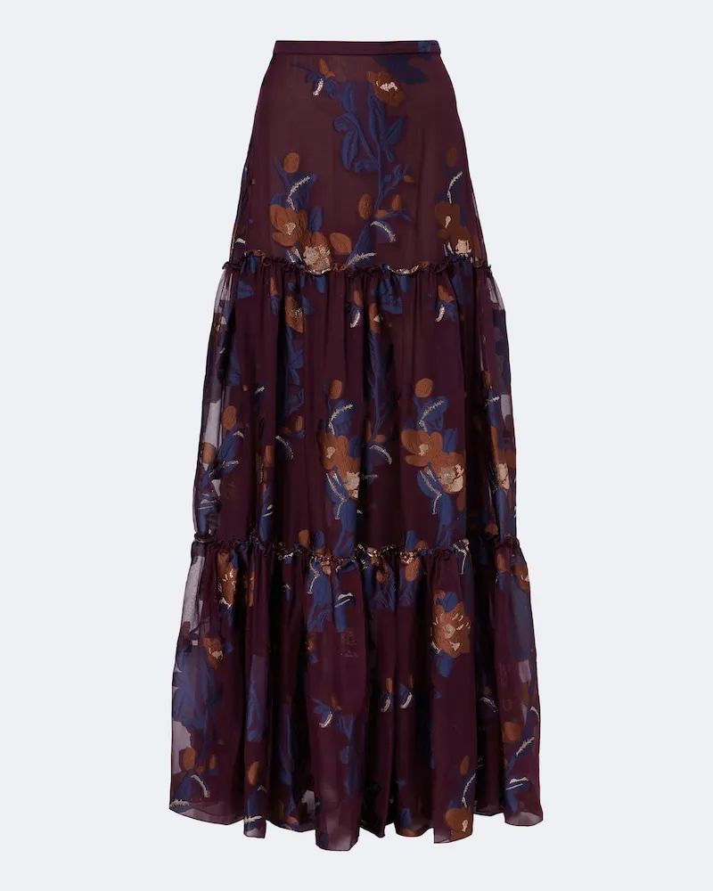 Etro Maxirock aus Jacquard Burgunderrot