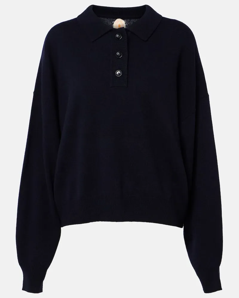Jardin des Orangers Polopullover aus Wolle und Kaschmir Blau