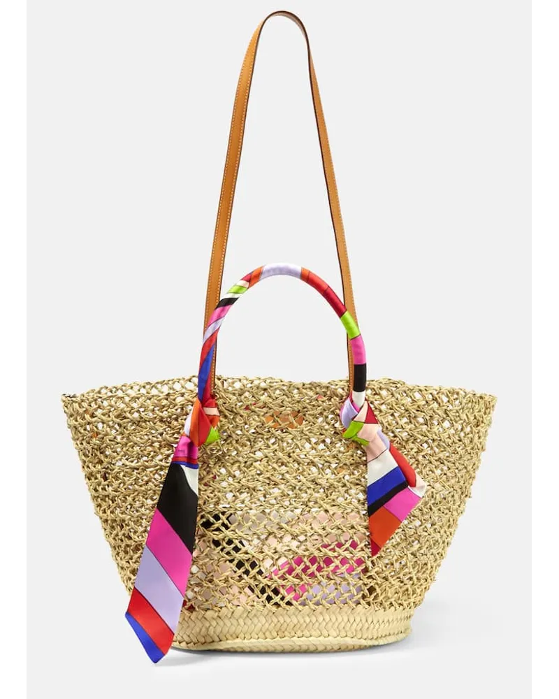 Emilio Pucci Shopper aus Stroh Multicolor