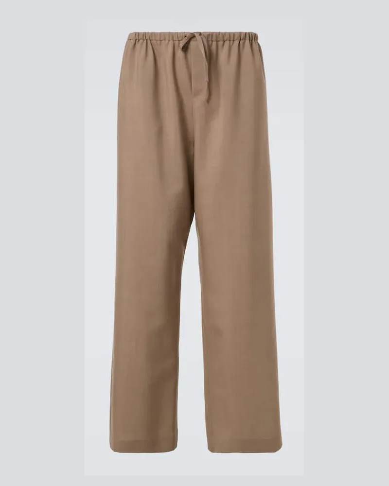 The Row Weite Mid-Rise-Hose Donatello aus Wolle Beige