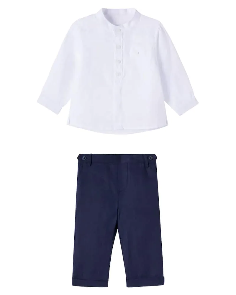 Tartine et Chocolat Baby Set aus Hemd und Shorts aus Leinen Weiß