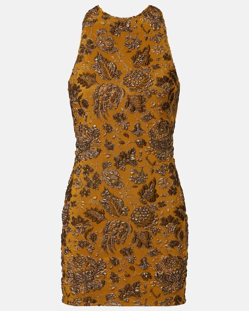 Saint Laurent Minikleid aus Brokat Gold