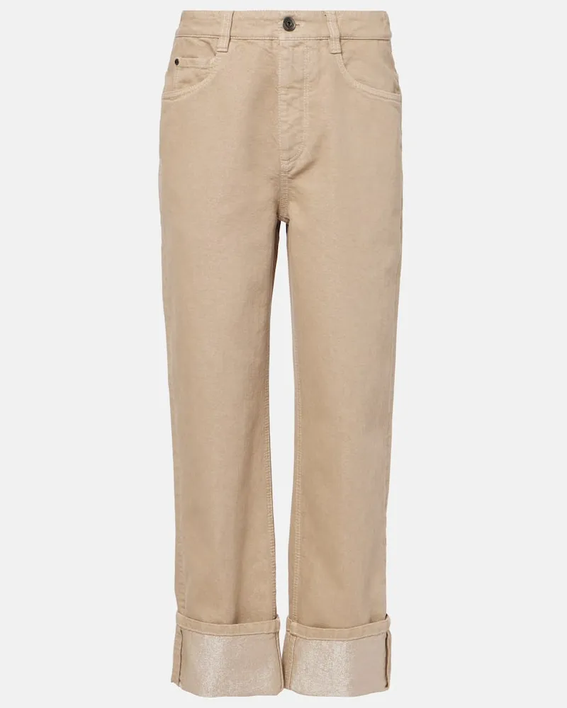 Brunello Cucinelli Mid-Rise Straight Jeans Beige