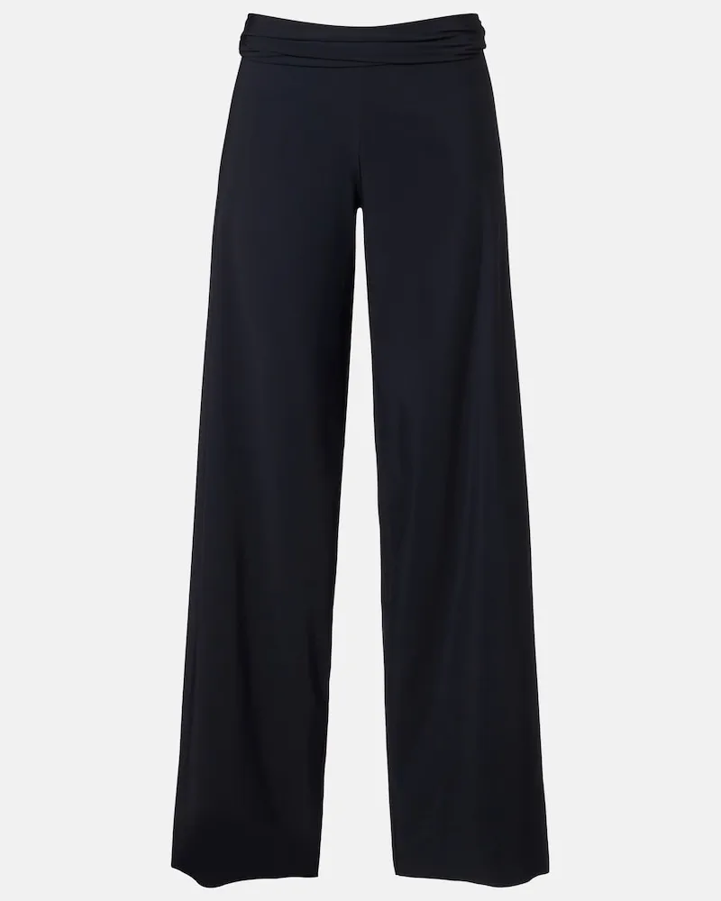 Karla Colletto Basics Hose mit weitem Bein Schwarz