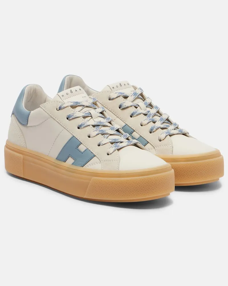 Hogan Plateau-Sneakers Crosswind aus Leder Weiß